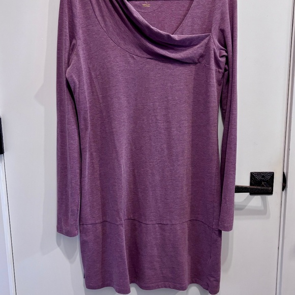 Lole heathered berry L/S dress w/asymmetrical neckline-L - Picture 4 of 4
